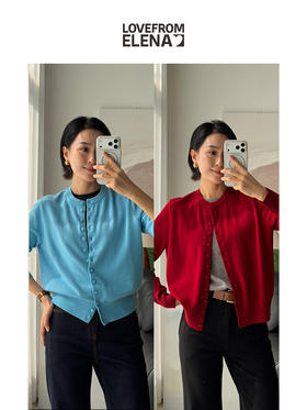 100%羊毛 假两件圆领针织衫