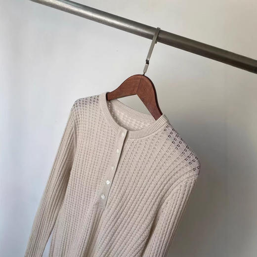 亨利领针织衫！26早春新女休闲老钱风镂空宽松显瘦长袖毛衣！ 商品图1