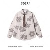 2741SDSA男士秋冬新款痞帅男装潮牌撞色花朵印花翻领领带衬衫百搭时尚 商品缩略图1
