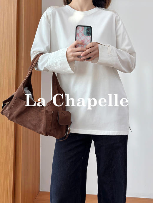 拉夏贝尔/La Chapelle圆领撞色国风上衣！棉感透气舒适 商品图1
