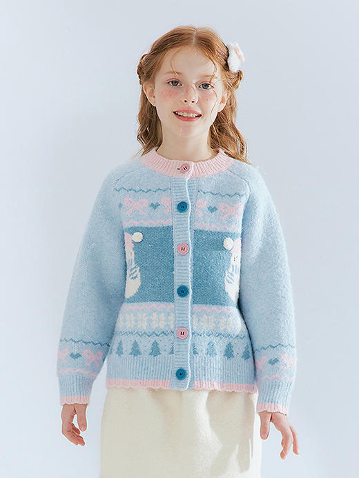 笛莎Deesha  童装女童厚款针织开衫2025年冬季新款大童女孩儿童时尚毛衣 商品图0