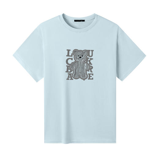 GXG男装【植绒小熊】夏季时尚舒适休闲情侣款圆领短袖T恤K&C 商品图6