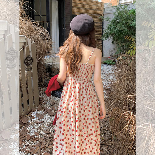 西遇韩版吊带连衣裙女2026春季温柔风别致灯芯绒碎花吊带裙两件套SS060097/SS060098 商品图4