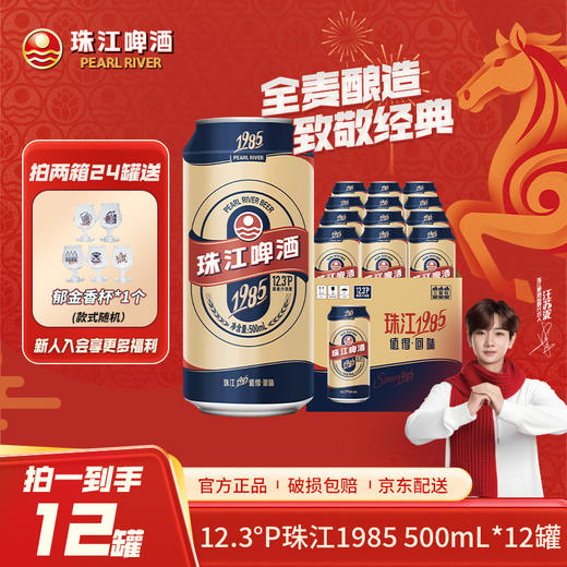 「新品上市」12.3°P珠江1985 500ml*12罐整箱啤酒全麦酿造经典传承 商品图0