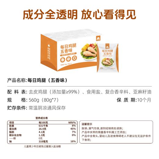 【浓郁辛香】草牧里 每日鸡腿（五香味/黑胡椒味） 80g*7袋/箱 口感嫩滑不干不柴 商品图5