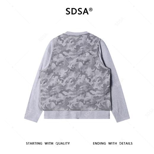 26004SDSA秋冬新款痞帅男装潮牌拼接迷彩设计假两件圆领长袖T恤百搭 商品图5