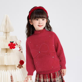 笛莎Deesha  女童毛衫2025年冬季新款小童女孩儿童洋气喜庆舒适新年毛衣