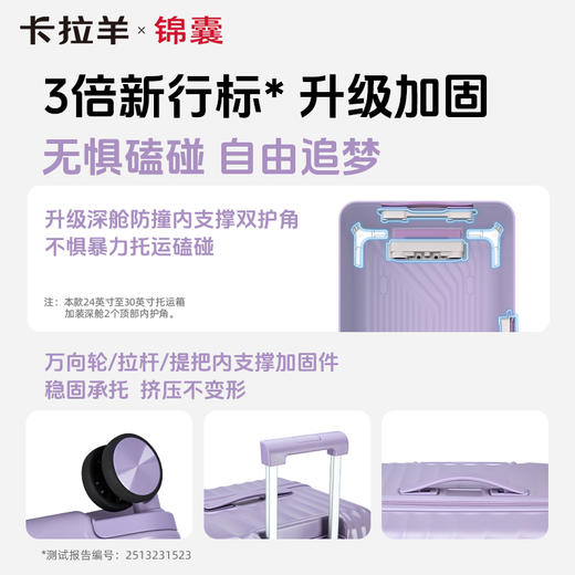 【升级云朵箱3.0Pro版】卡拉羊x锦囊纯PC魔方体科技鎏金板材行李箱CN8139 商品图4