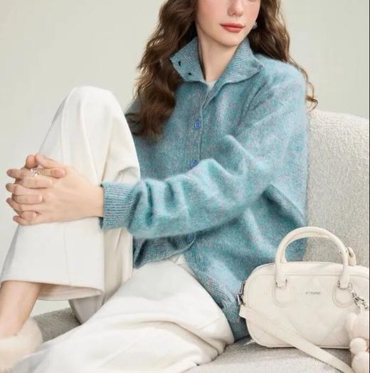 [莫奈花纱」小皮草油画感拉毛开衫系列 ，高级莫奈花园配色，绵羊毛与山羊绒混纺【G】 商品图5