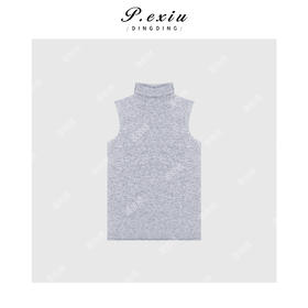 04-2潘依绣丁丁宠粉韩系简约高领无袖针织Q15076