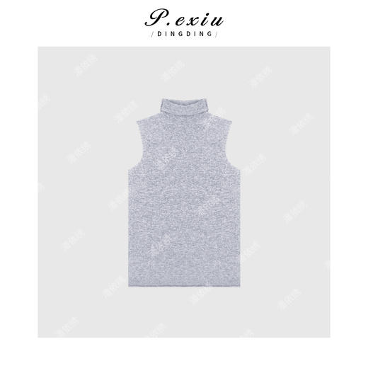 04-2潘依绣丁丁宠粉韩系简约高领无袖针织Q15076 商品图0