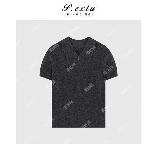 04-3潘依绣丁丁宠粉100%羊毛韩系简约半拉链短袖针织上衣 Q1449 商品图0