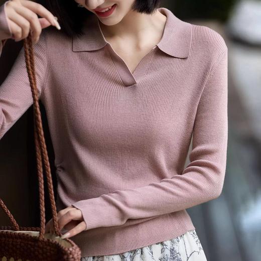 「高货sh」全新升级【铂金会员247/天猫329/差价82】(95918)洛诗琳轻薄抽绳小蛮腰针织衫2026春季显瘦气质翻领针织上衣女 商品图0