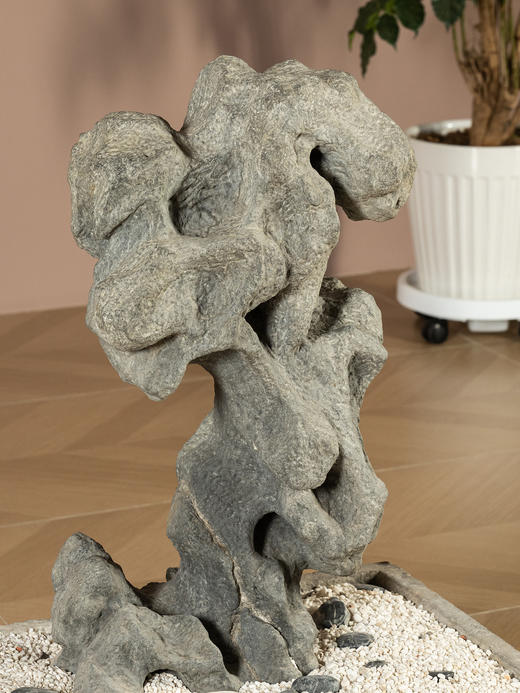 清	太湖石园林赏石配汉白玉石盆 商品图2