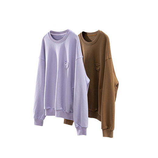 特绽放001朵/钟爱卫衣·纯棉百搭圆领小口袋套头卫衣休闲上衣春季 商品图4