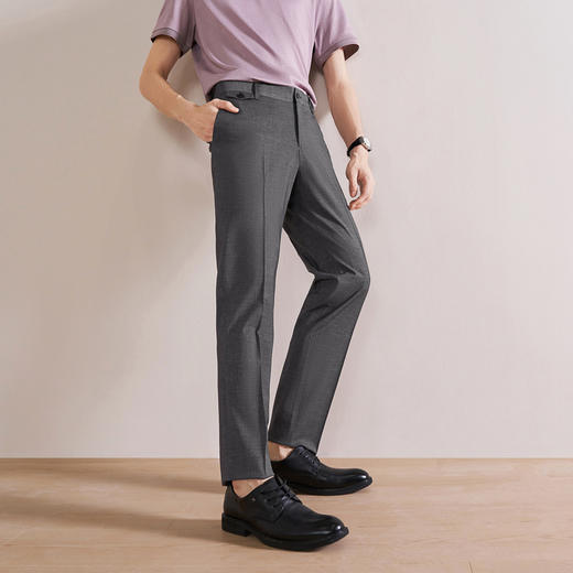【犀牛褶/含羊毛】柒牌男装2026春季新品修身微弹挺括商务西裤男130H72050 商品图1