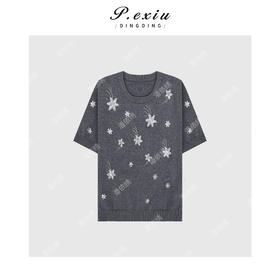 04-1潘依绣丁丁宠粉韩系提花圆领短袖针织Q60182