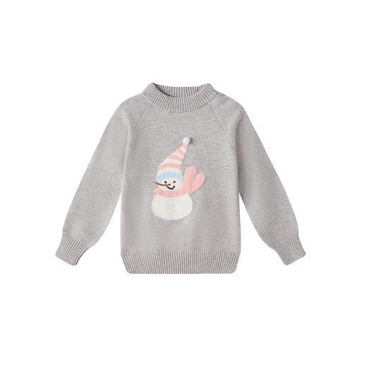 笛莎Deesha 婴幼女童毛衣2025冬萌趣雪人保暖百搭时尚休闲针织上衣 商品图3