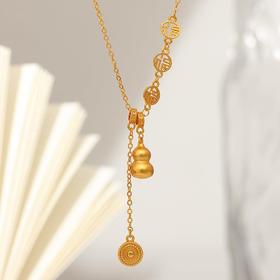 【新年配饰】新中式时尚轻奢铜钱葫芦吊坠项链女精致百搭复古高级感流苏锁骨链