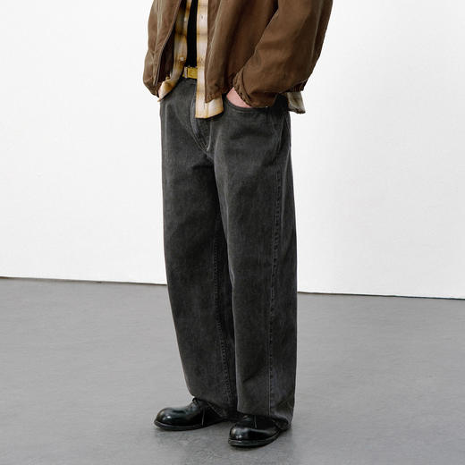 714street美式复古水洗做旧纯棉牛仔裤男2026春季宽松直筒休闲裤 商品图2
