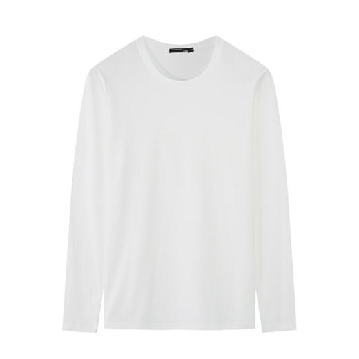 GXG男装【100%棉】25春季简约纯色百搭圆领休闲男式打底衫长袖T恤K&C 商品图2