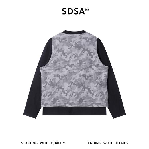 26004SDSA秋冬新款痞帅男装潮牌拼接迷彩设计假两件圆领长袖T恤百搭 商品图5