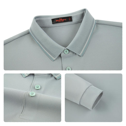 柒牌男装2026春季新品微弹经典商务提花中青年不变形领长袖POLO衫130T71150 商品图3