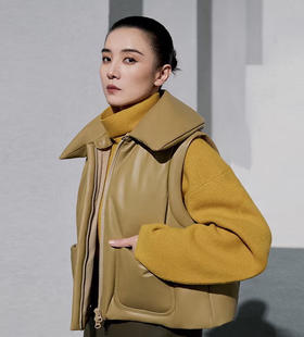 118-1宋佳同款 匈牙利鹅绒 芥末黄 亮面马甲 胖瓜穿L