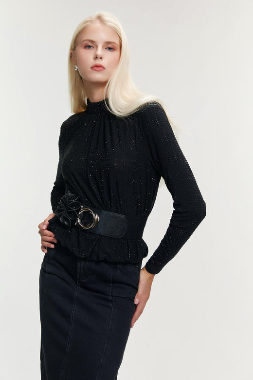 SAFICOO 优雅女人 正肩 小立领设计式针织衫 商品图3