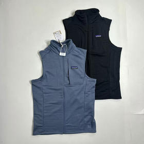 原单正品 Patagonia巴塔哥尼亚男士抓绒马甲R1，一件能陪你征服山野与都市的温度管理神器！

蓝色/黑色 S-XXL