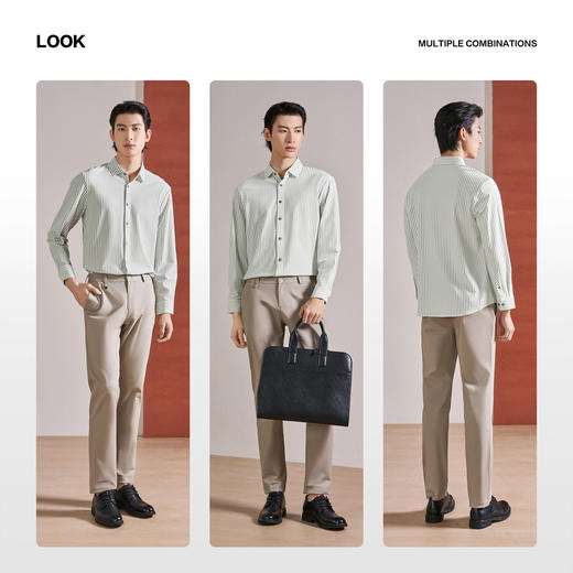 【无缝领/条纹衬衫】柒牌男装商务长袖衬衫男士春季新款休闲上衣130A70720 商品图2