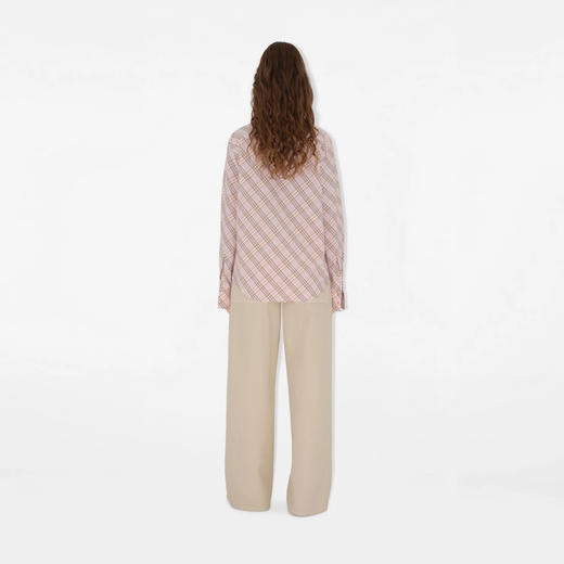 【一】BURBERRY 巴宝莉 女士 B 字型盾牌刺绣格纹棉质长袖衬衫 格子 8101134 C2143 商品图4