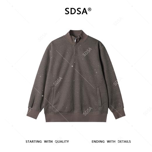 9553SDSA男士秋冬新款痞帅男装美式复古亮片半拉链立领卫衣百搭宽松潮 商品图1