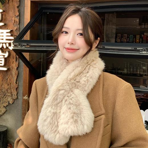 【兔毛编织围巾】韩版秋冬气质新款双面加厚保暖皮草毛毛围脖毛领子 商品图2