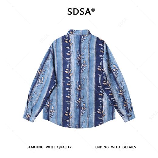 2595SDSA男士秋冬新款痞帅男装潮牌扎染撞色花卉领带长袖衬衫百搭时尚 商品图5