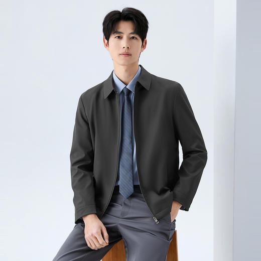 【无缝/防泼水】柒牌男装翻领夹克2026秋季新款柒标商务百搭茄克131K70410 商品图1
