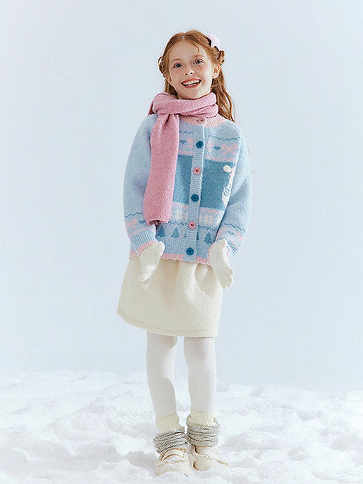 笛莎Deesha  童装女童厚款针织开衫2025年冬季新款大童女孩儿童时尚毛衣 商品图6