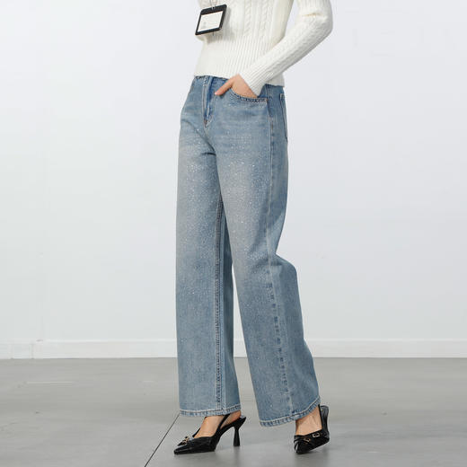 极简烫钻直筒牛仔裤-纪念日百货门店同款168997019 商品图0