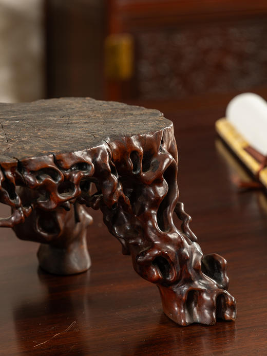 清	龙眼木根结形四足器座 商品图2