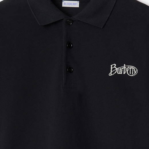 BURBERRY 巴宝莉 男士字母徽标刺绣棉质短袖Polo衫 黑色 8097528 C1413 商品图1