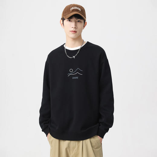 GXG男装春季简约时尚图案户外休闲百搭情侣款圆领卫衣K&C 商品图6