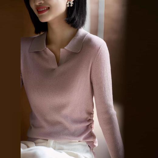 「高货sh」全新升级【铂金会员247/天猫329/差价82】(95918)洛诗琳轻薄抽绳小蛮腰针织衫2026春季显瘦气质翻领针织上衣女 商品图2