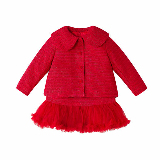 笛莎Deesha  女童套装2025年冬季新款小童女孩新年洋气甜美百搭两件套 商品图4