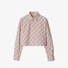 【一】BURBERRY 巴宝莉 女士 B 盾牌刺绣短款格纹棉质长袖衬衫 格子 8101126 C2143 商品缩略图0