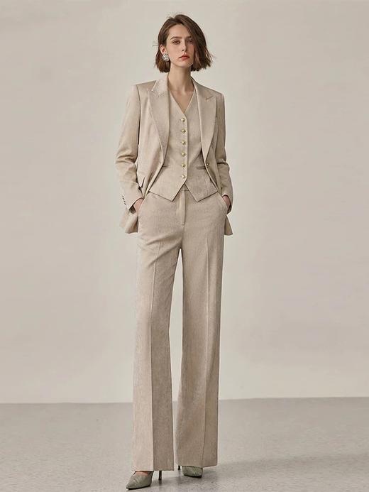 IWY/轻奢金丝肌理感槟色西装套装女新款播音主持人正装马甲三件套职业装正式场合WCVP339 商品图0