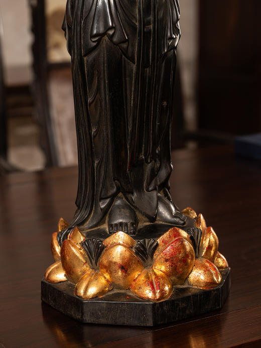 清	紫檀金漆观音像 商品图4