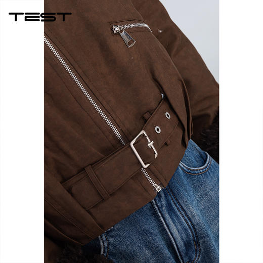 冬上新机车风羊羔毛领短款加厚保暖羽绒服2254225 商品图3