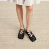 lost in echo2026春夏新款个性铆钉斜方头绑带抽褶真皮芭蕾舞鞋女 商品缩略图4