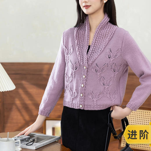 苏苏姐家紫亦青果领开衫手工diy棒针毛衣编织羊毛线毛线团材料包 商品图0