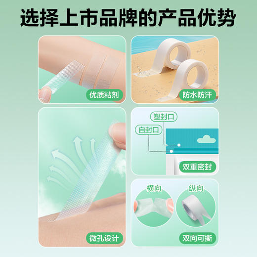 可孚医用胶布带卷压敏透明气防水pe可手撕纸长3m过敏干裂贴固定贴 商品图3